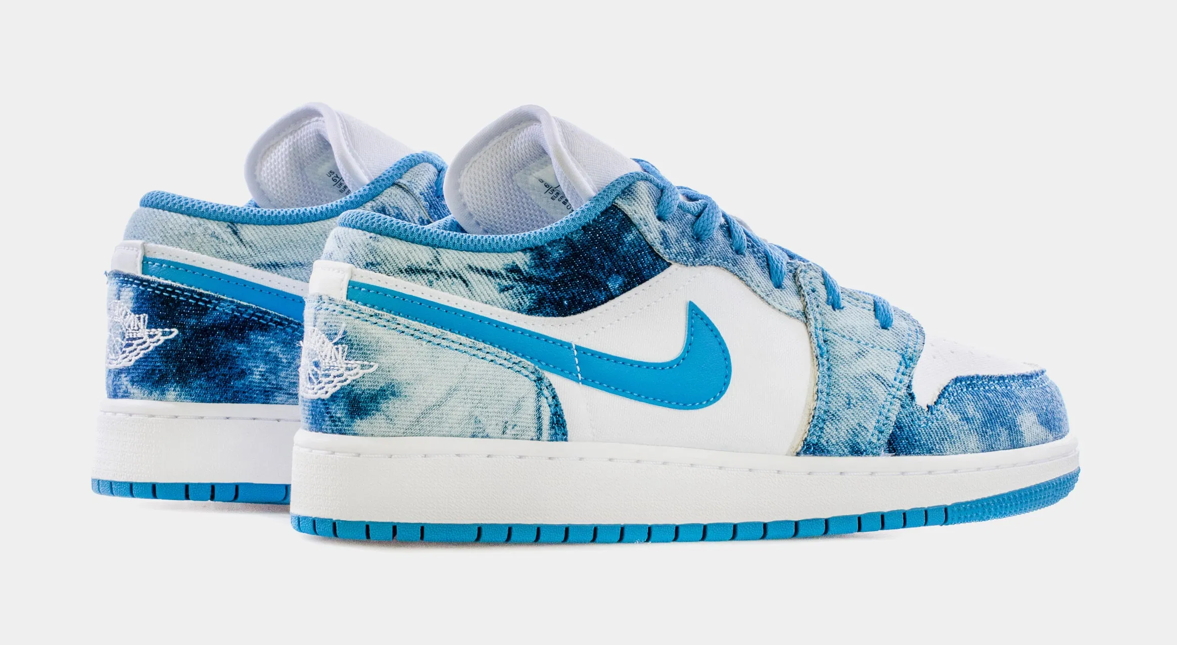 Air Jordan 1 Low Washed Denim Grade School Lifestyle Shoes (Blue/White) Limit One Per Customer