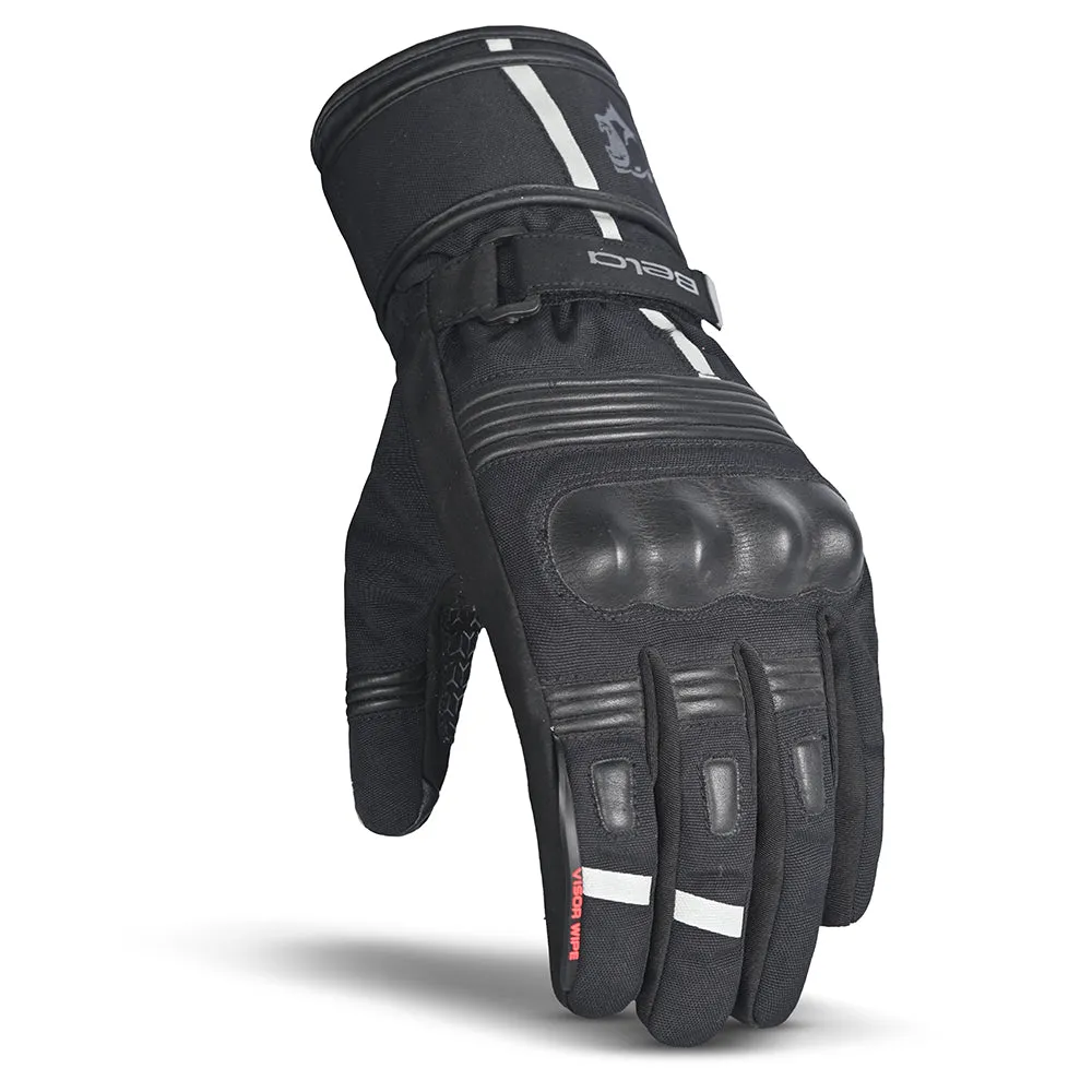 BELA Ice Winter Motorcycle Leather Gloves Black Grey