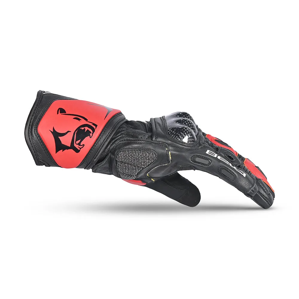 BELA Rocket Long Motorbike Gloves Black Red