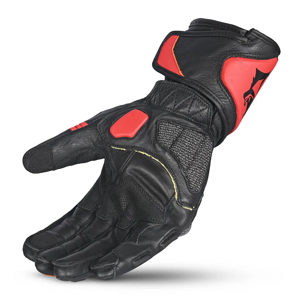 BELA Rocket Long Motorbike Gloves Black Red