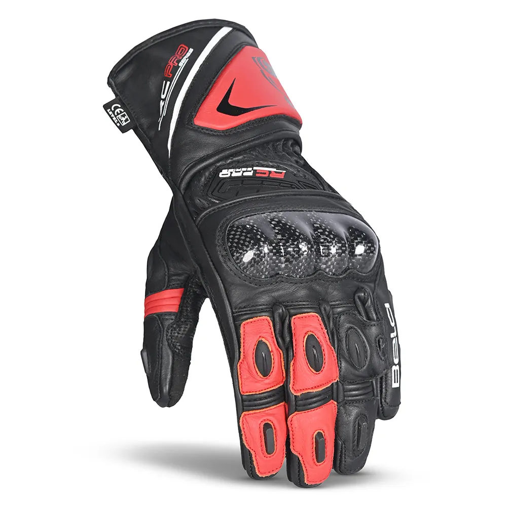 BELA Rocket Long Motorbike Gloves Black Red