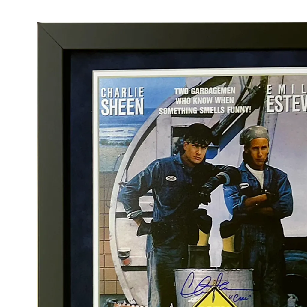 Charlie Sheen Hand Signed & Framed 11x17 Men at Work Movie Poster (JSA)