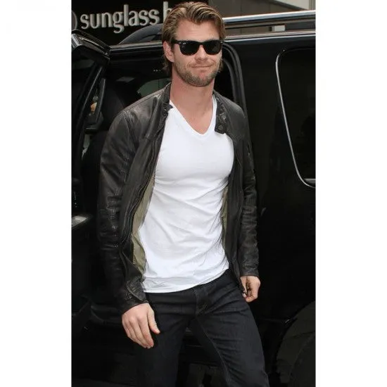 Chris Hemsworth Black Leather Jacket