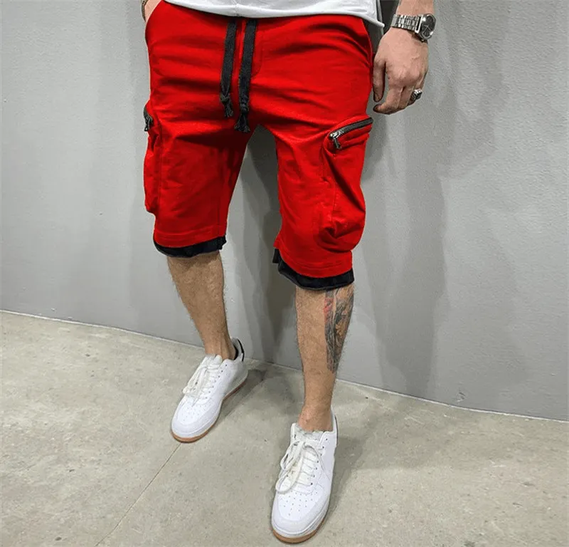 Fashion Men's Cotton Running Shorts With Zipper Pockets - SF1237