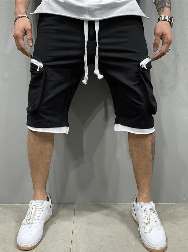 Fashion Men's Cotton Running Shorts With Zipper Pockets - SF1237