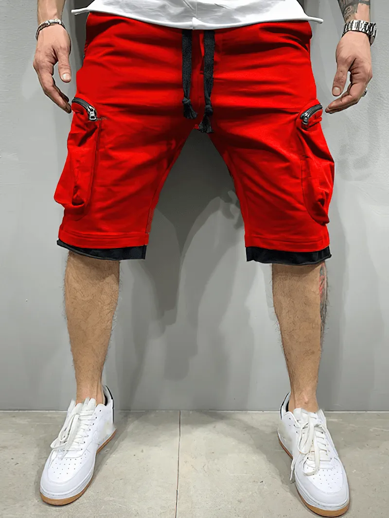 Fashion Men's Cotton Running Shorts With Zipper Pockets - SF1237