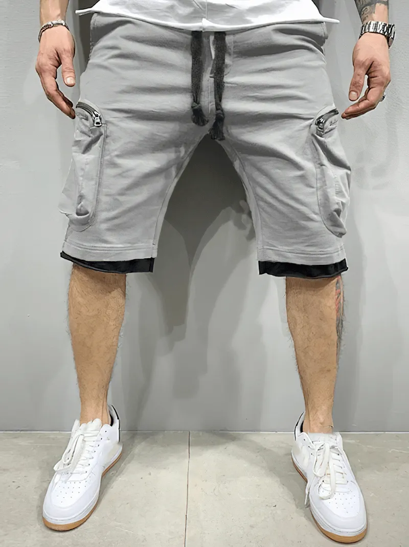 Fashion Men's Cotton Running Shorts With Zipper Pockets - SF1237