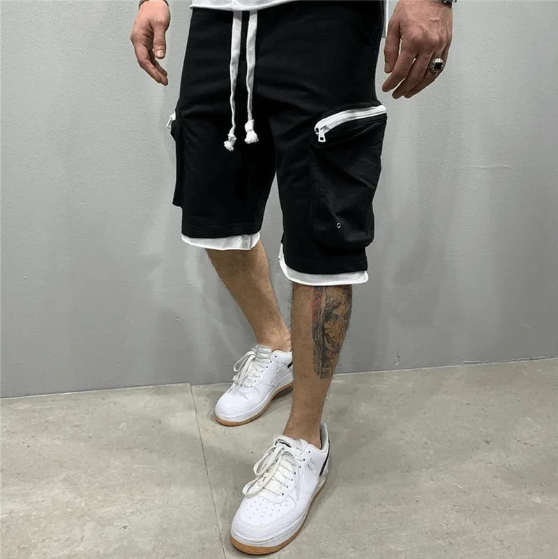 Fashion Men's Cotton Running Shorts With Zipper Pockets - SF1237