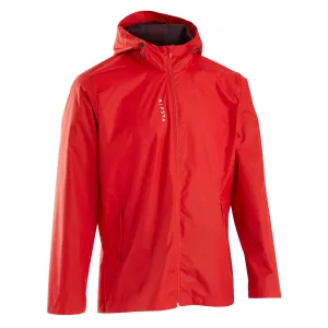 Football raincoat T100 waterproof women's/men's red KIPSTA fiery red