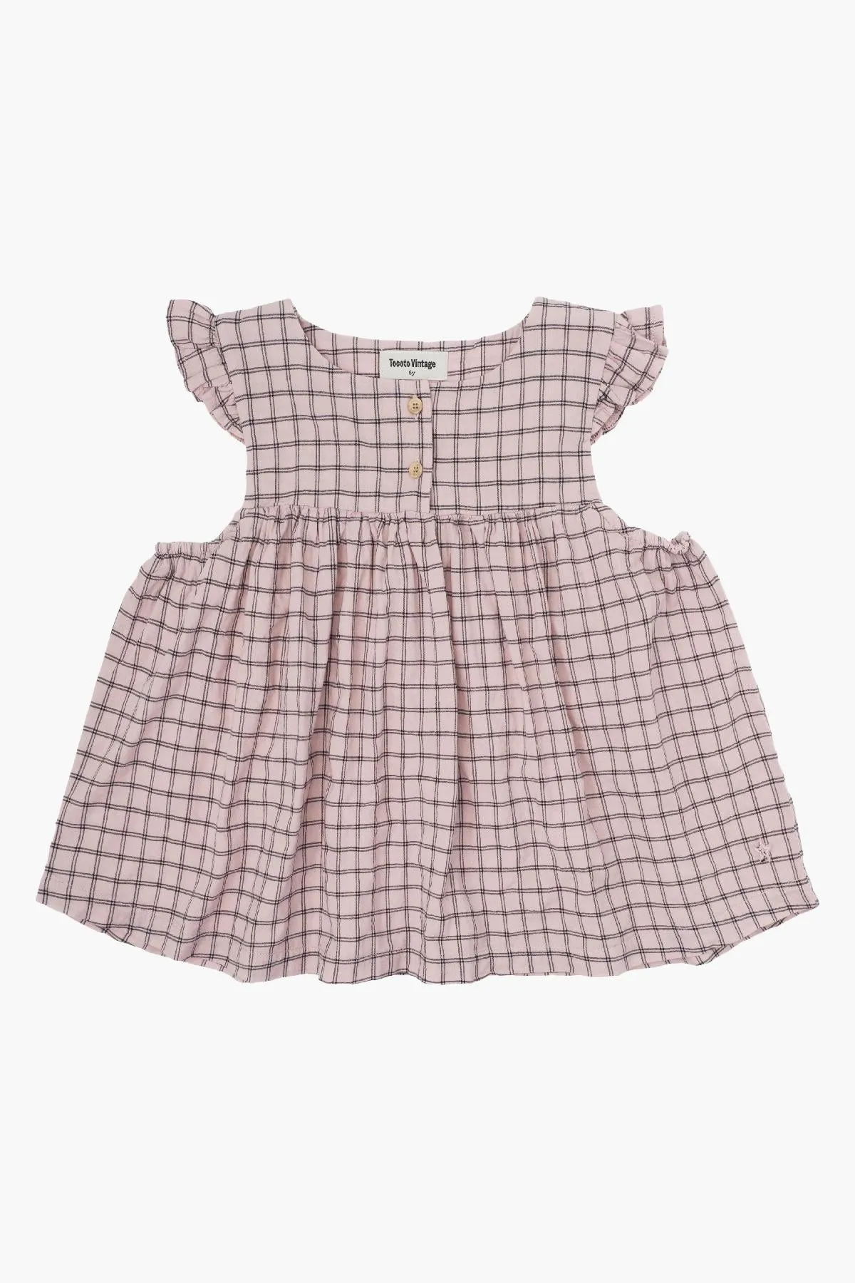 Girls Shirt Tocoto Vintage Check Ruffle Pink