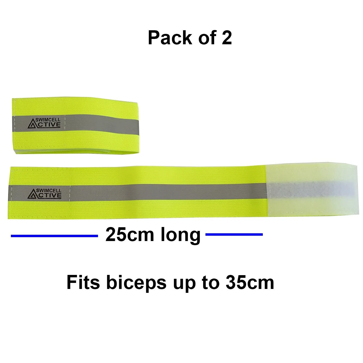 Hi-Vis Reflective Neon Armband. Pack of 2.