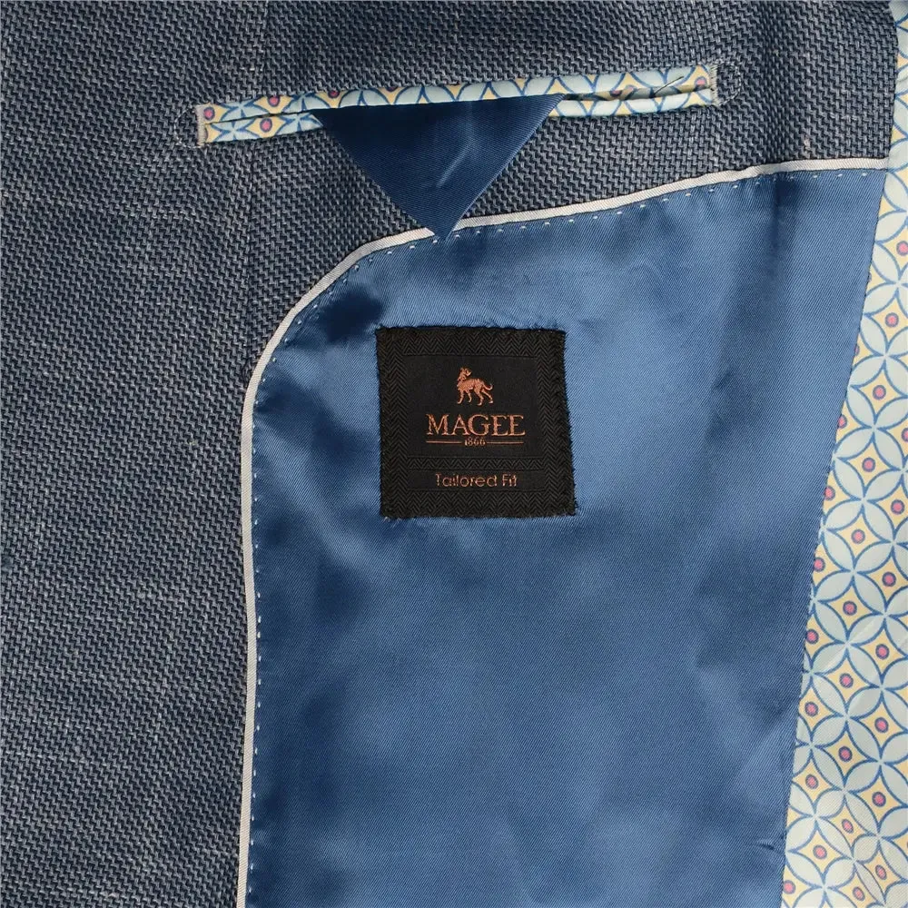 Magee Mens Jacket - Lightweight Blue Woven Linen Mix