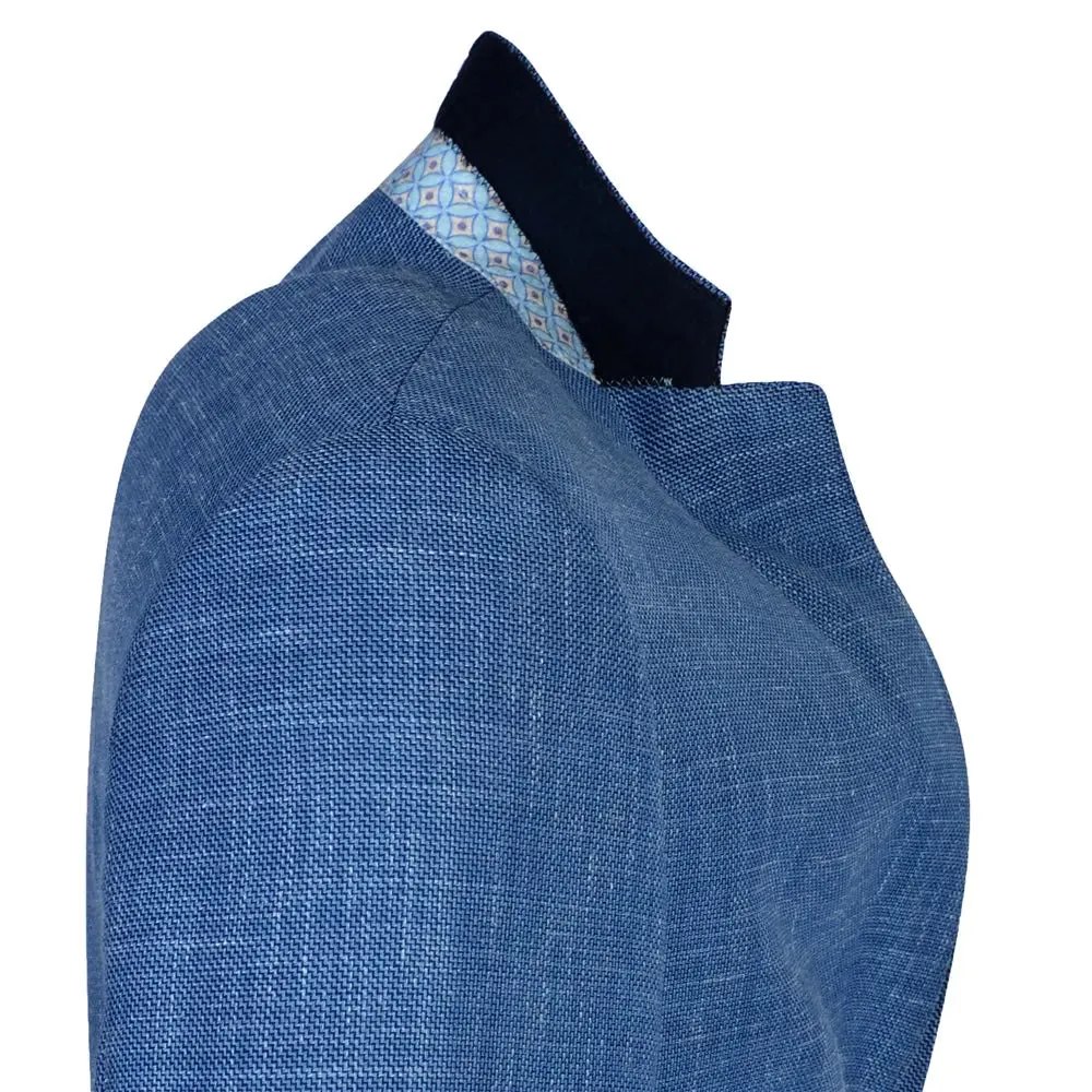 Magee Mens Jacket - Lightweight Blue Woven Linen Mix