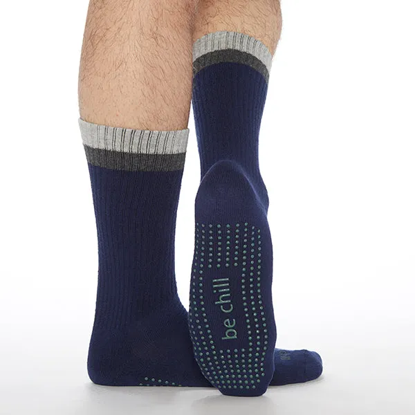 Mens Crew Be Chill Grip Socks (Navy/Charcoal)