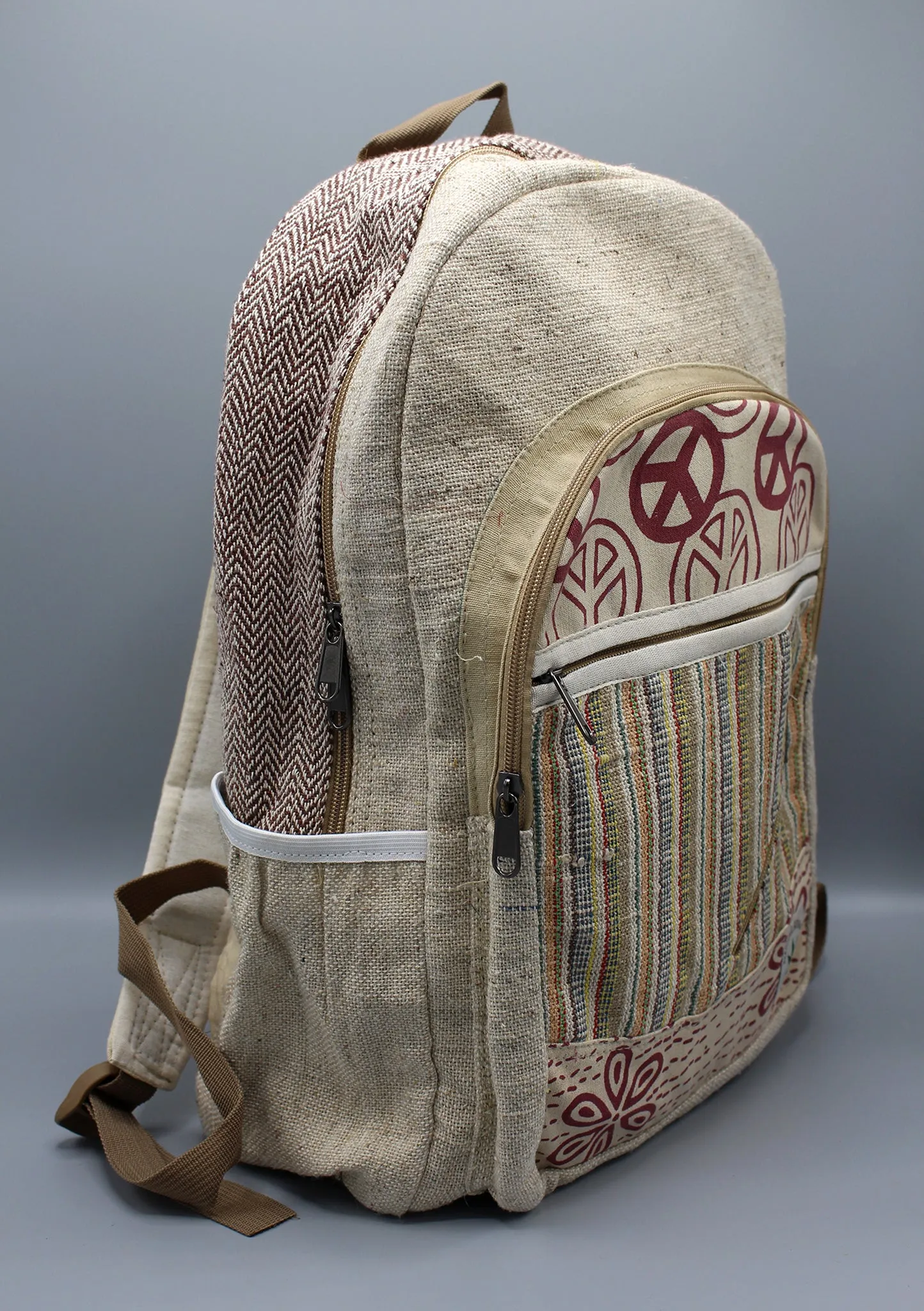 Peace Sign Hemp Backpack with Laptop Sleeve