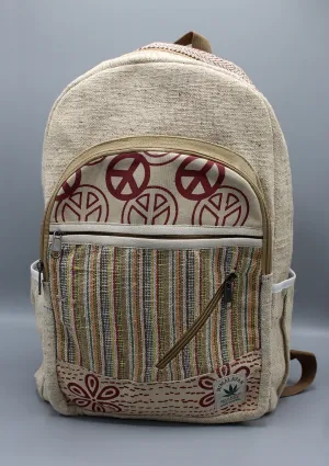 Peace Sign Hemp Backpack with Laptop Sleeve