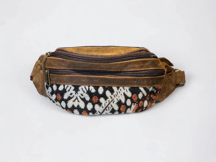 Sean Genuine Leather Fabric Waist Bag