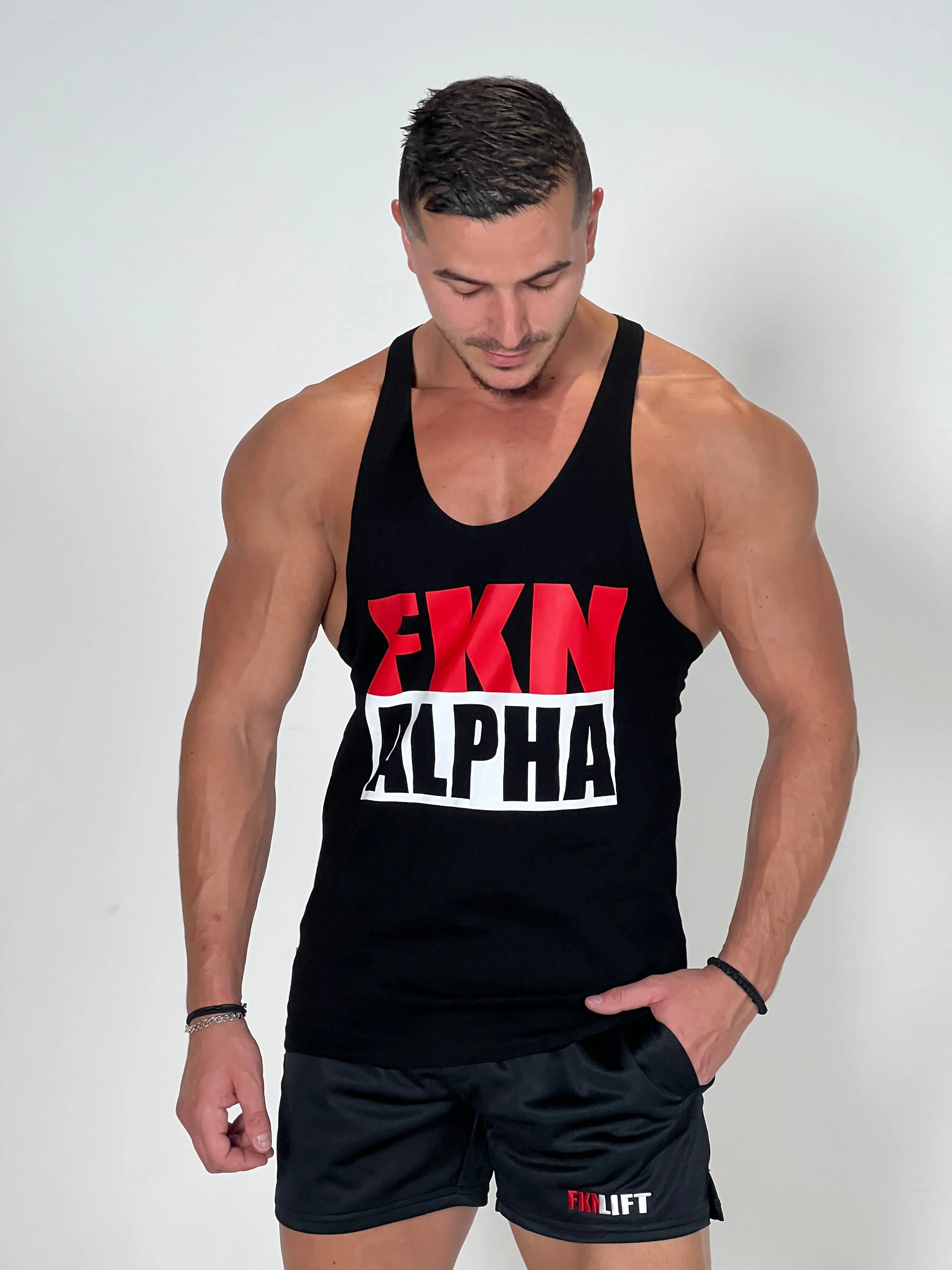 Shred | Men's FKN ALPHA Gym Stringer | Black