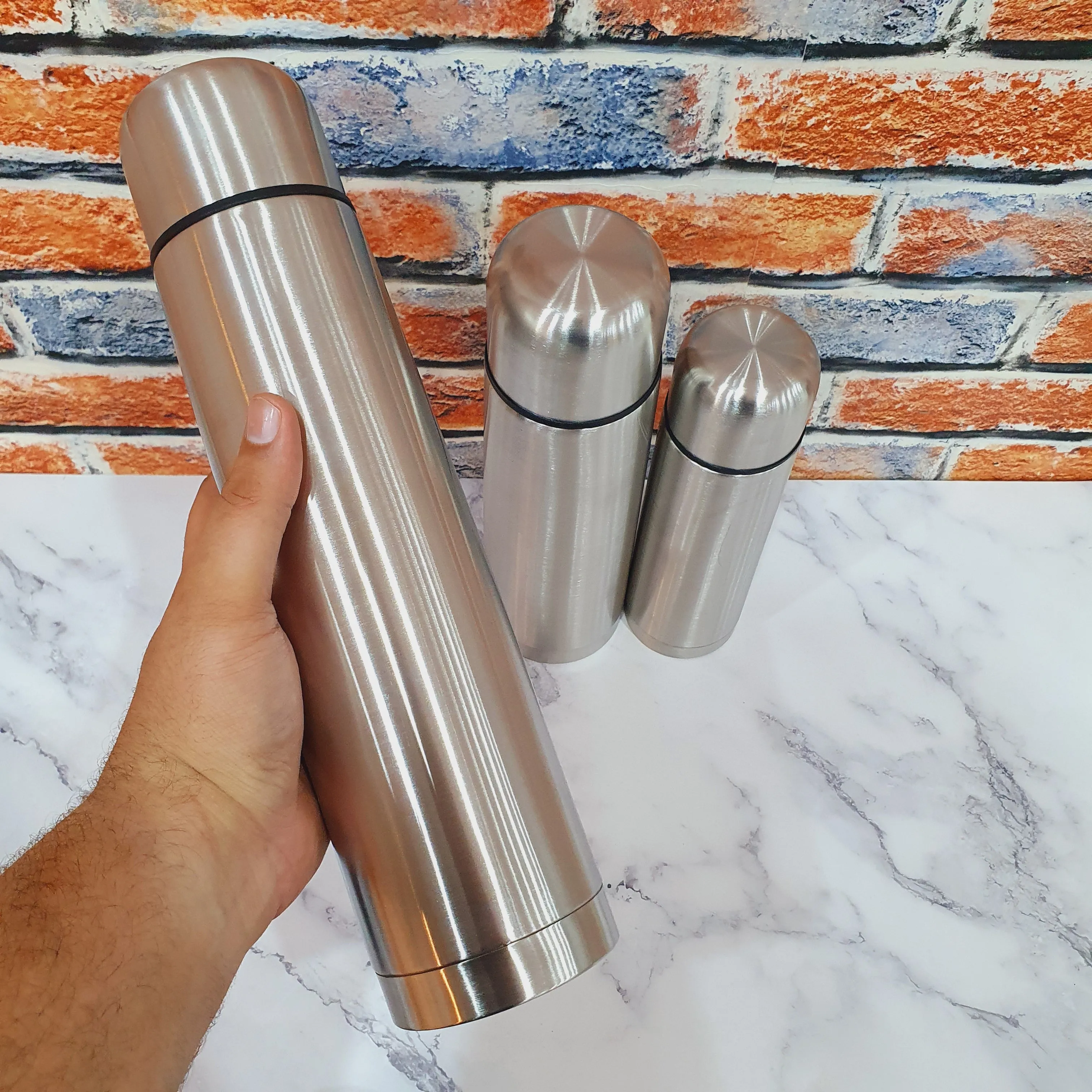 Stainless Steel Water Bottle with Cover- Sports Bottle- Hot & Cold -1 Piece- Three Sizes