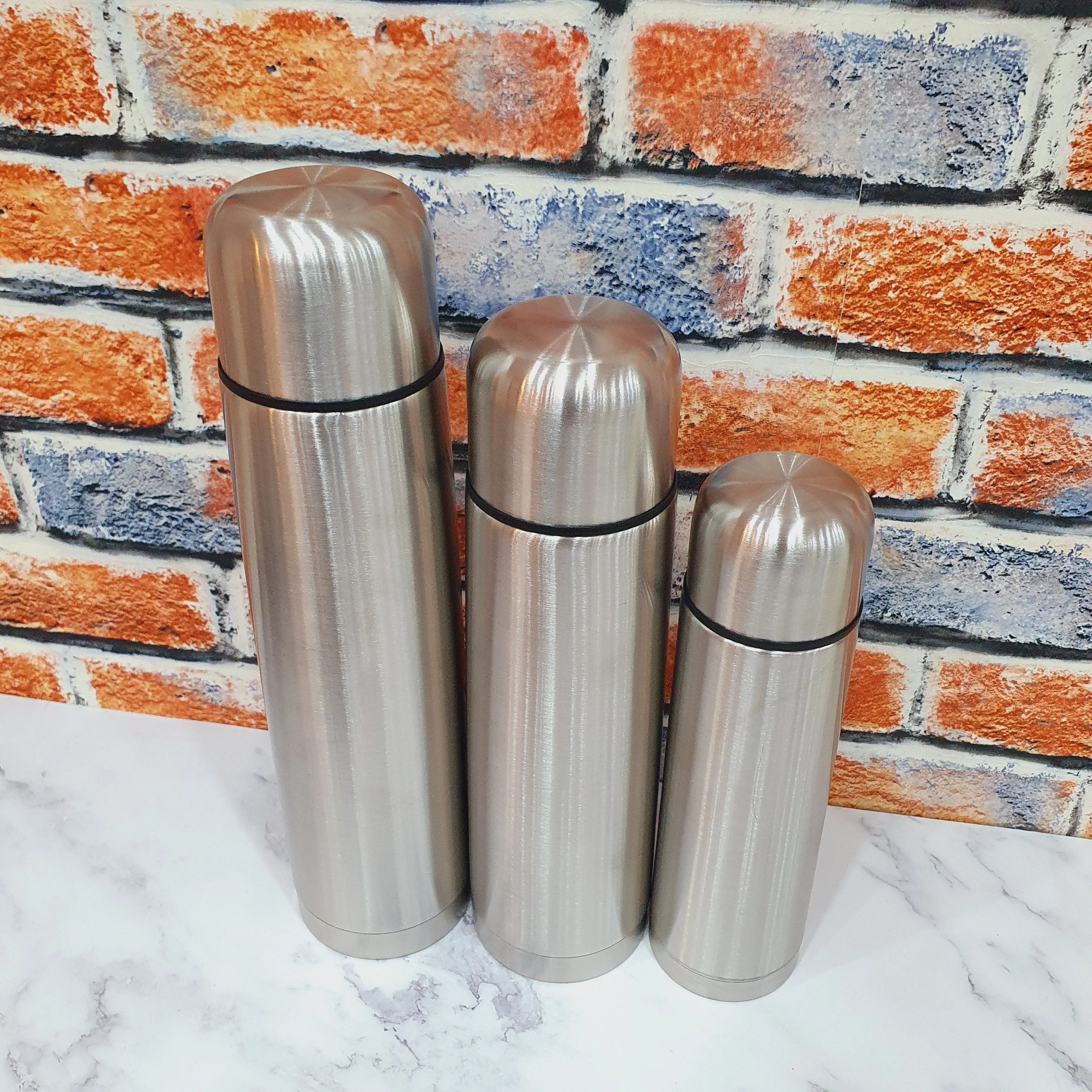 Stainless Steel Water Bottle with Cover- Sports Bottle- Hot & Cold -1 Piece- Three Sizes