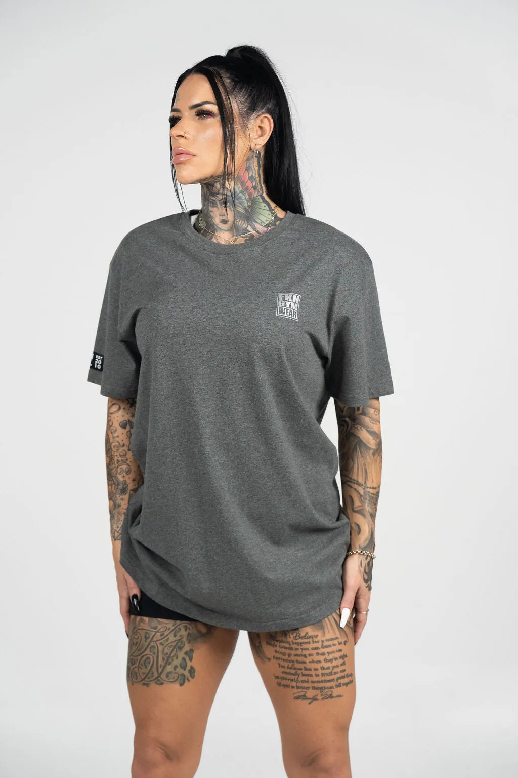 Stone | Women's Gym T-Shirt | Dark Grey Marl