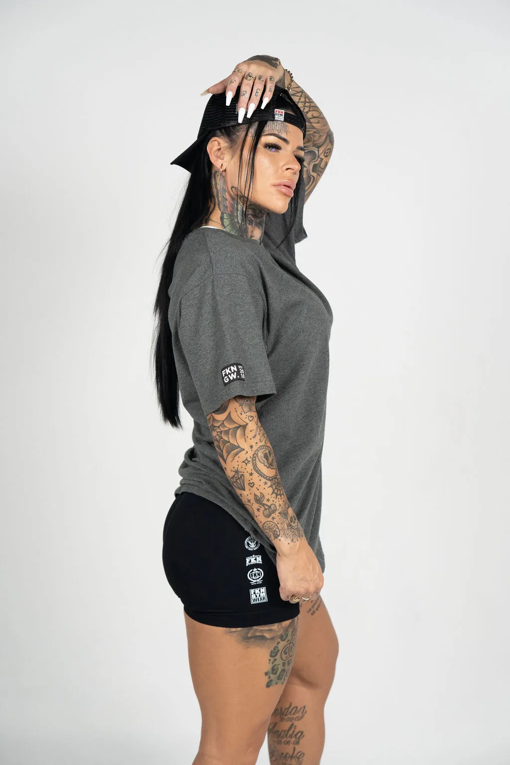 Stone | Women's Gym T-Shirt | Dark Grey Marl