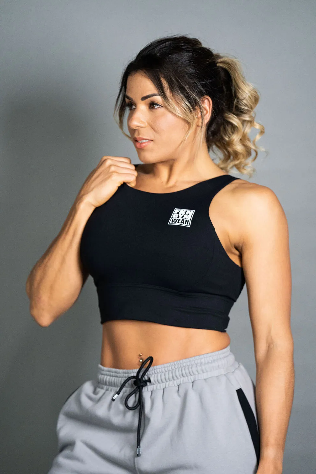 Strapped | Women's Gym Crop Top Sports Bra | Black