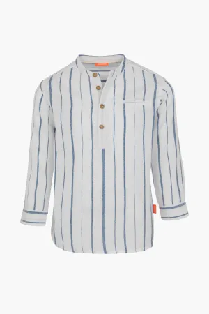 Sunuva Nehru Collar Boys Shirt - Blue Stripe (Size 5/6 left)