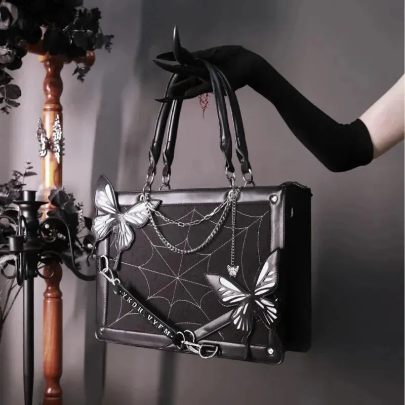 Y2K Gothic DIY Labyrinth Lolita Web Chain Spider Transparent Butterfly Bag