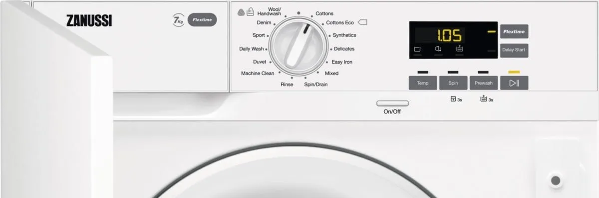 Zanussi Z712W43BI Integrated Washing Machine, 7kg, 1200 Spin, White